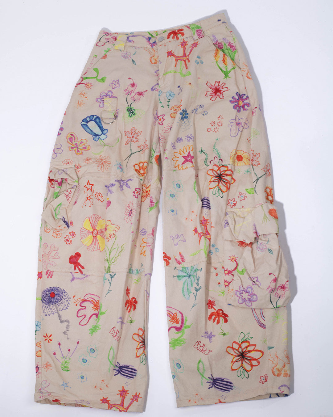 Collina Strada Lawn Cargo Pants Flower Doodle